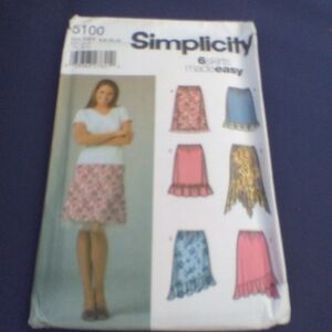 Simplicity Sewing Pattern 5100 Women's Pull On Skirts Sizes 6-12 Uncut